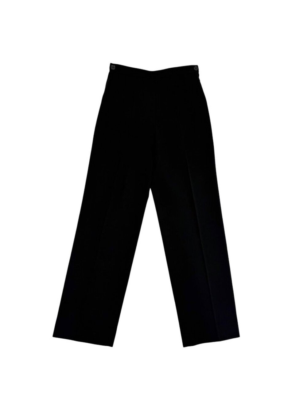 Hermes Vintage Wool Martin Margiela Era H Logo Button Center Crease Pants Black